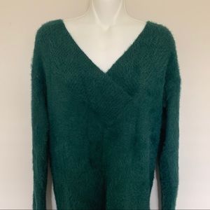 A NEW DAY| small v-neck green soft fuzzy sweater